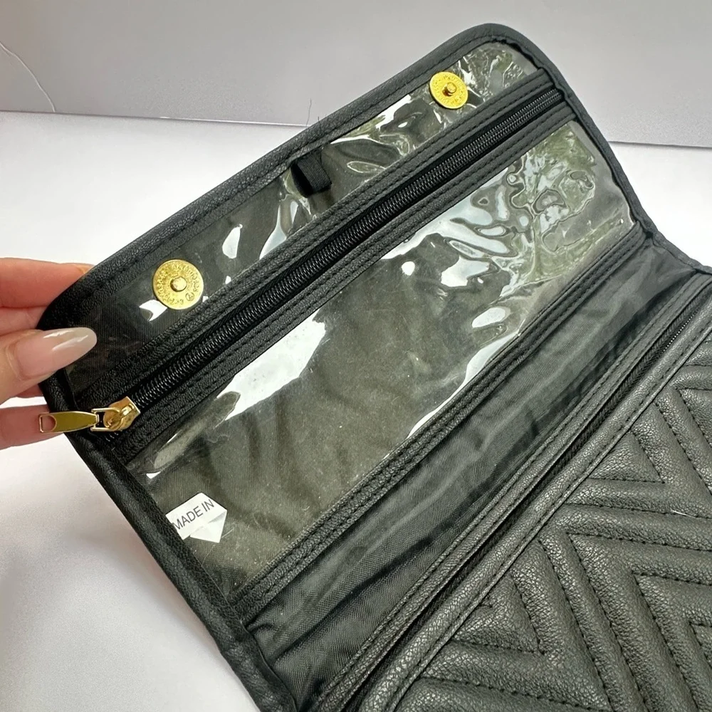 Tartan + Twine Black Quilted Cosmetic Bag